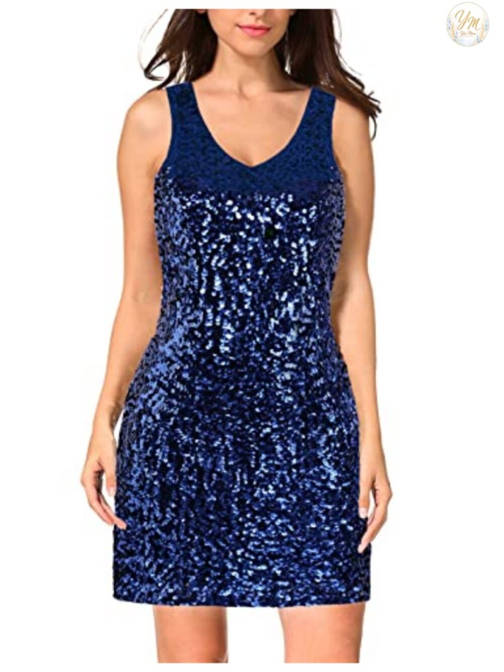Sequin Bodycon Mini Dress V-Neck Sleeveless Club Cocktail Party